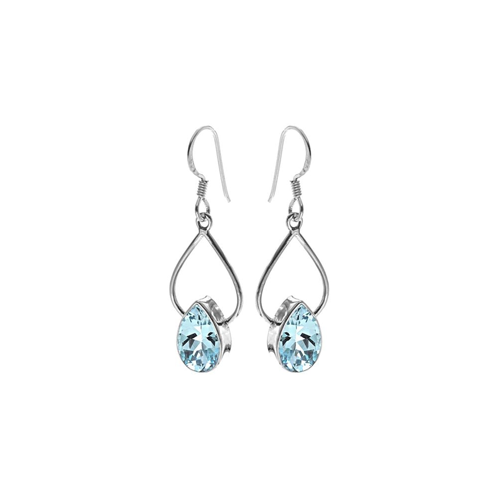 Ivy wire teardrop blue topaz earrings