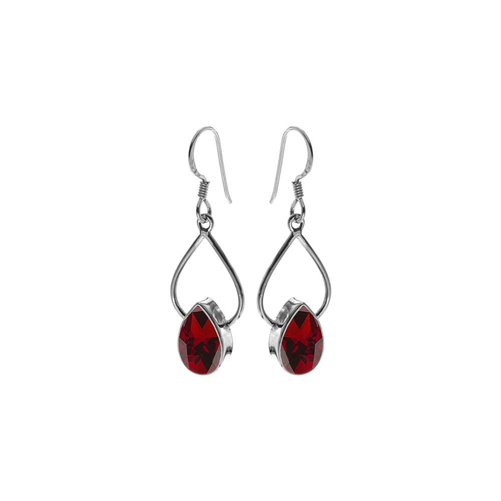 Ivy wire teardrop faceted garnet earrings