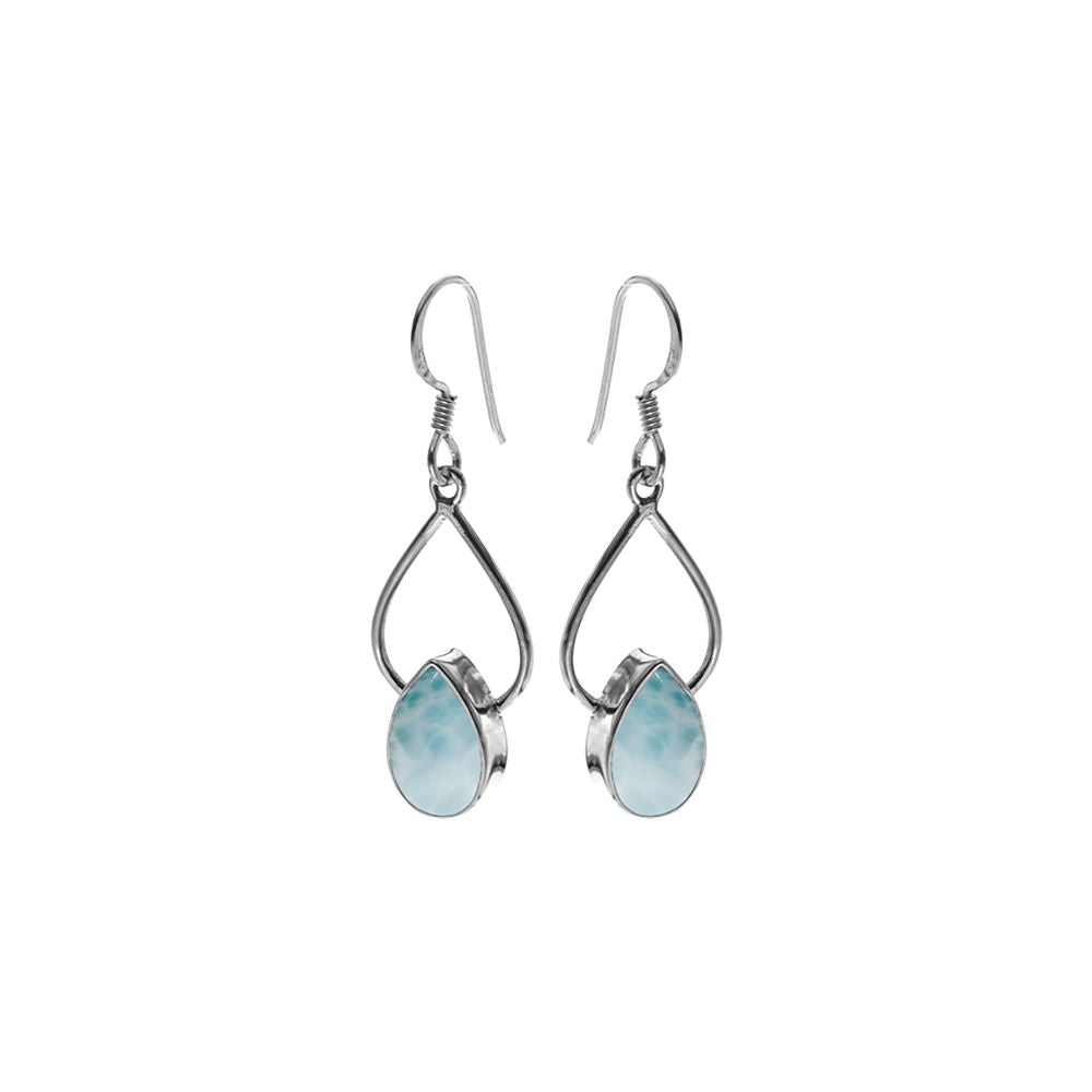 Ivy wire teardrop larimar earrings