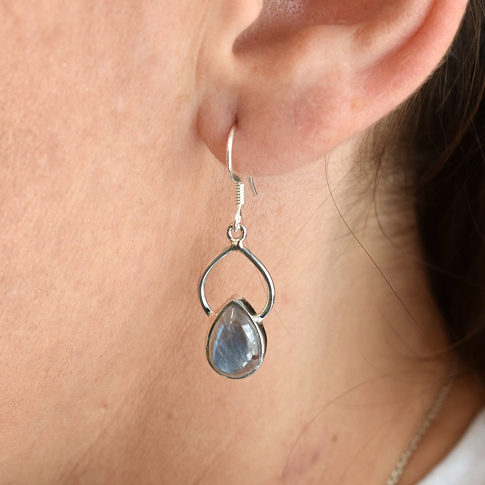 Ivy wire teardrop labradorite earrings