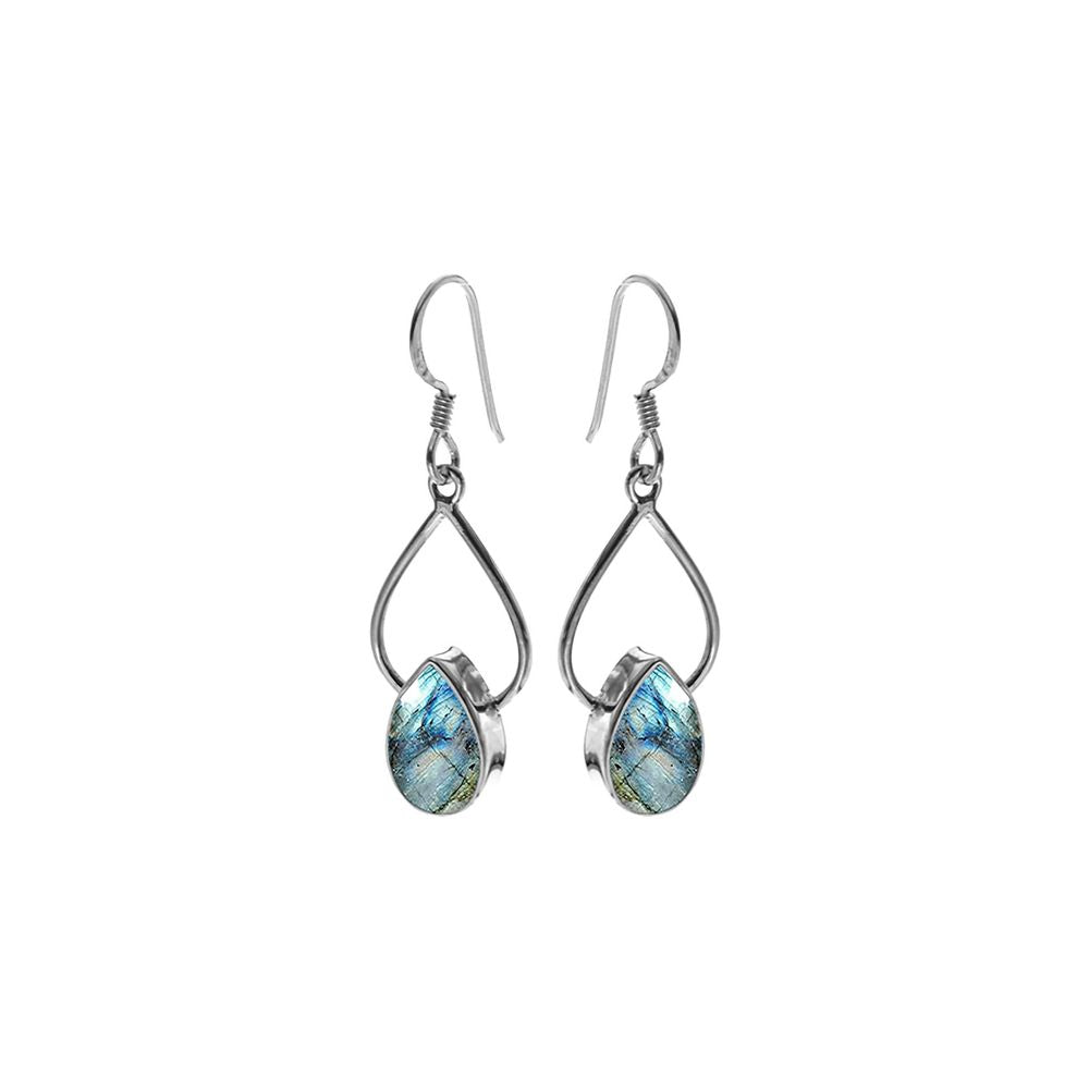 Ivy wire teardrop labradorite earrings