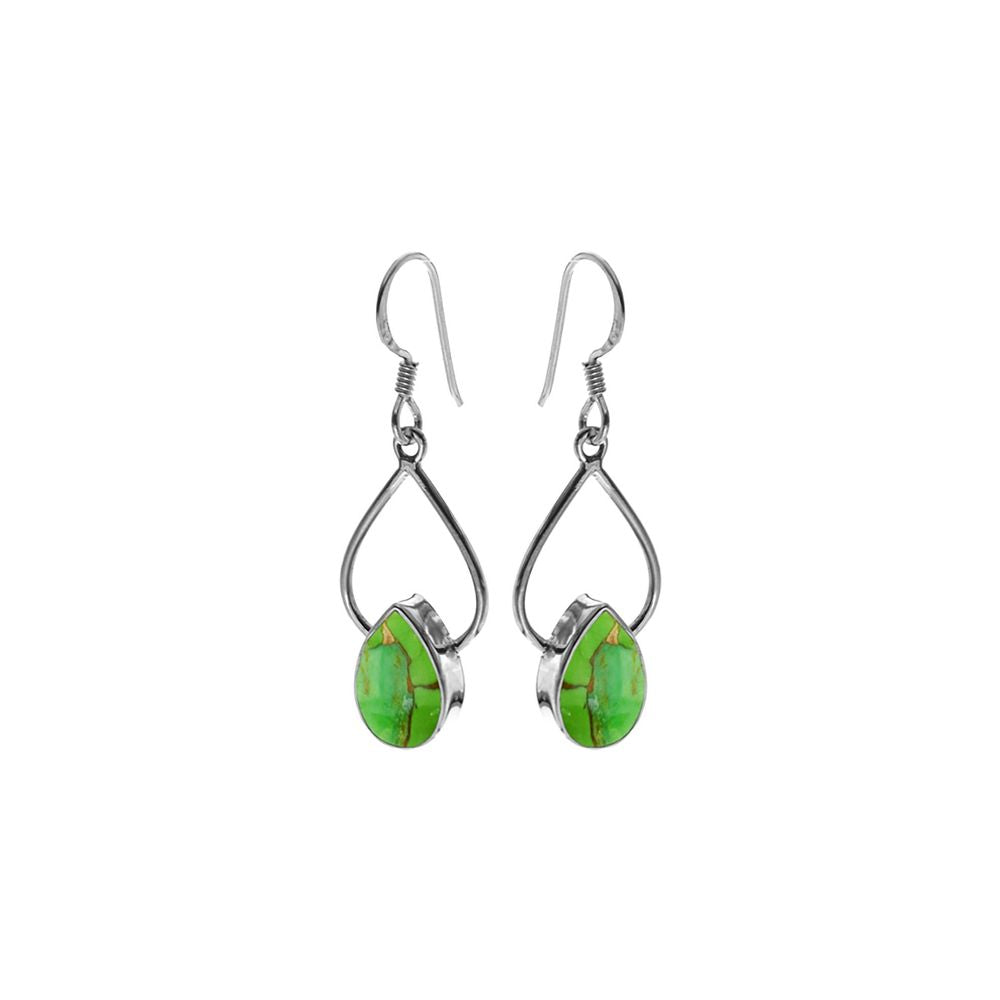 Ivy wire teardrop green mohave turquoise earrings