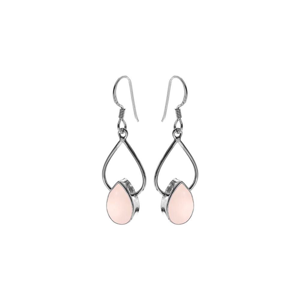 Ivy wire teardrop rose quartz earrings
