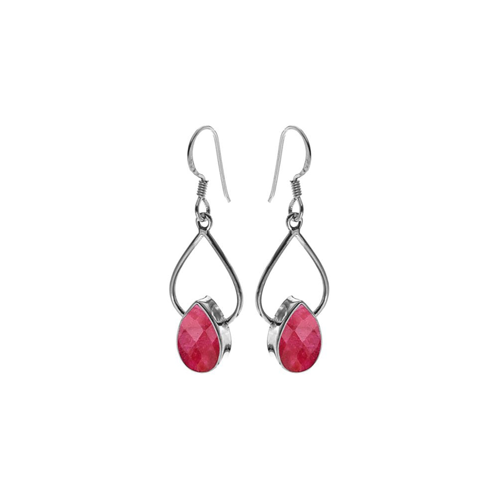 Ivy wire teardrop ruby quartz earrings