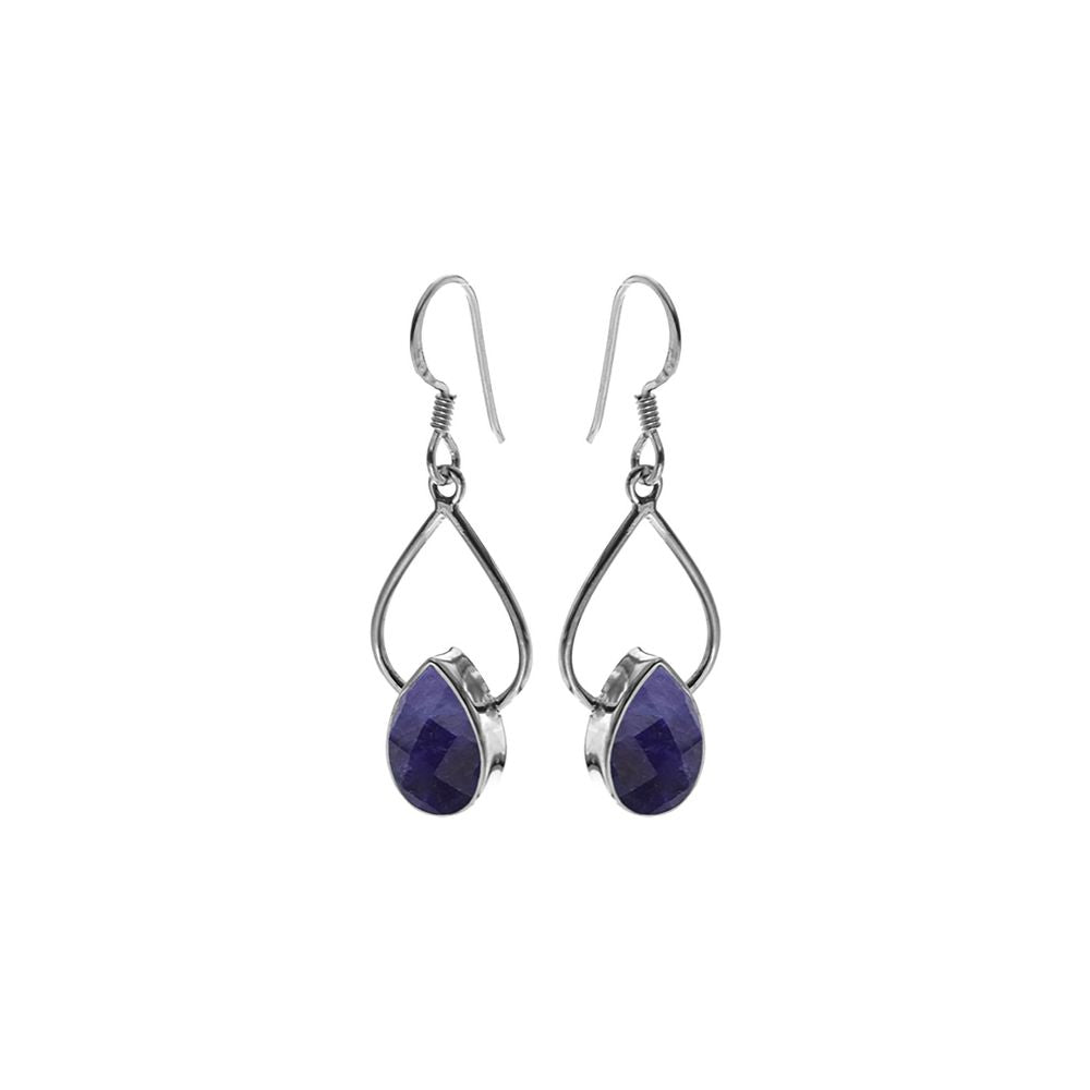 Ivy wire teardrop sapphire quartz earrings