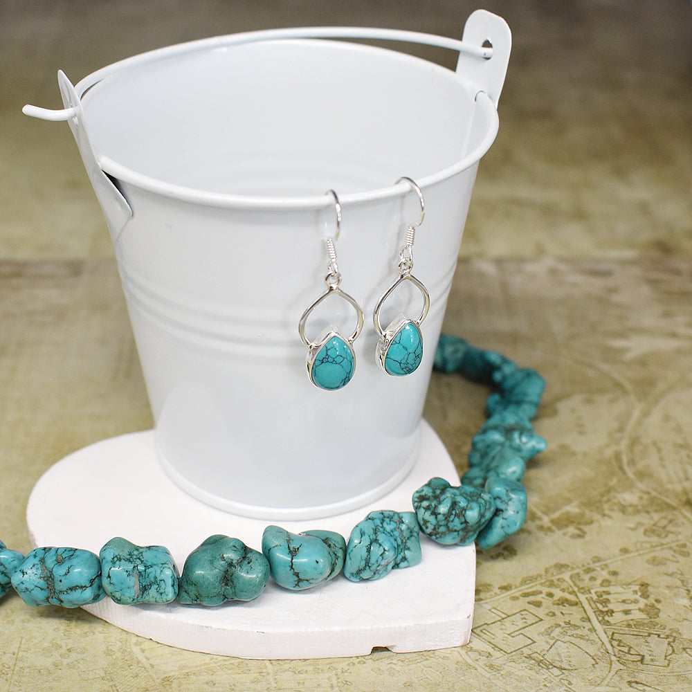 Ivy wire teardrop turquoise earrings