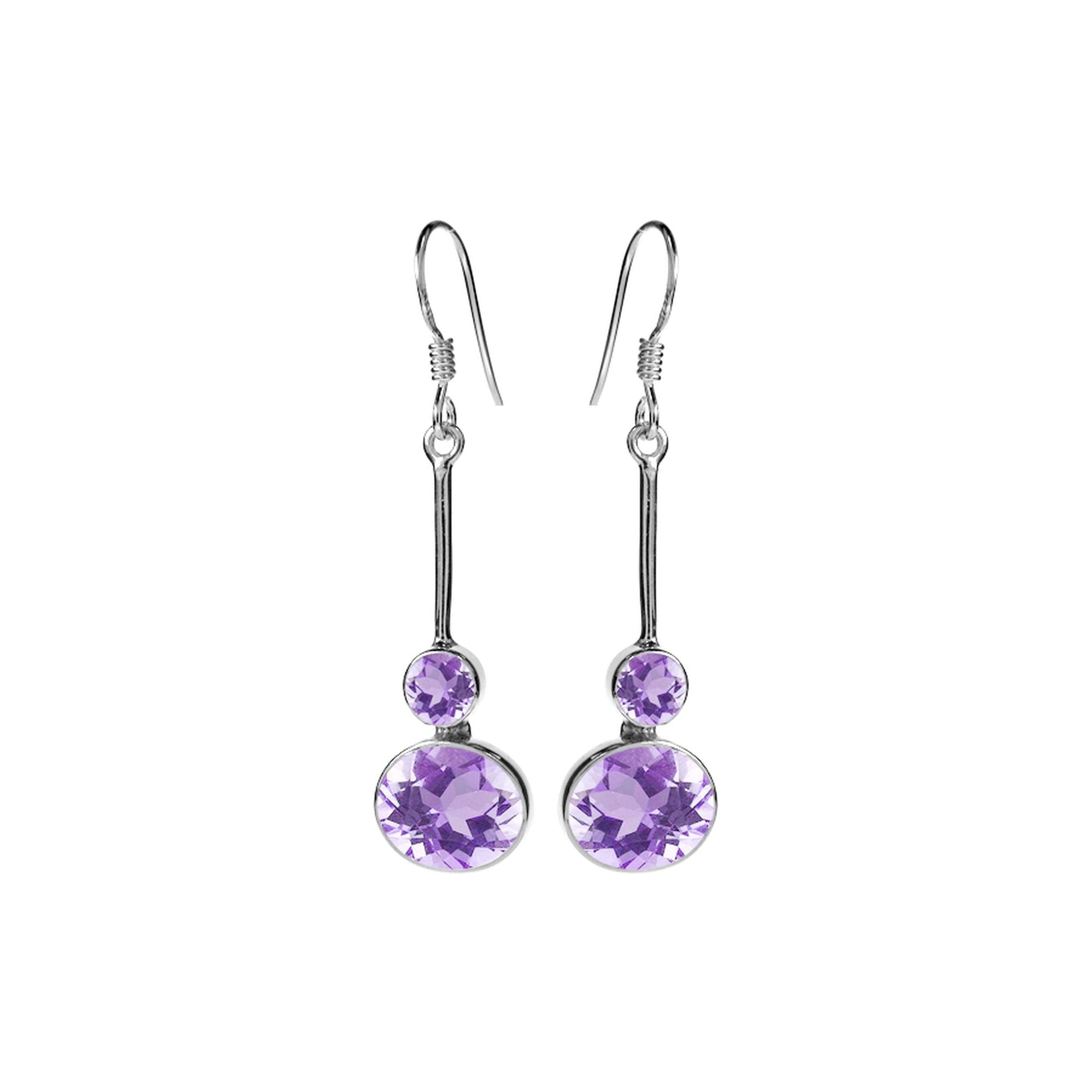 Bridget amethyst facet bar drop earrings