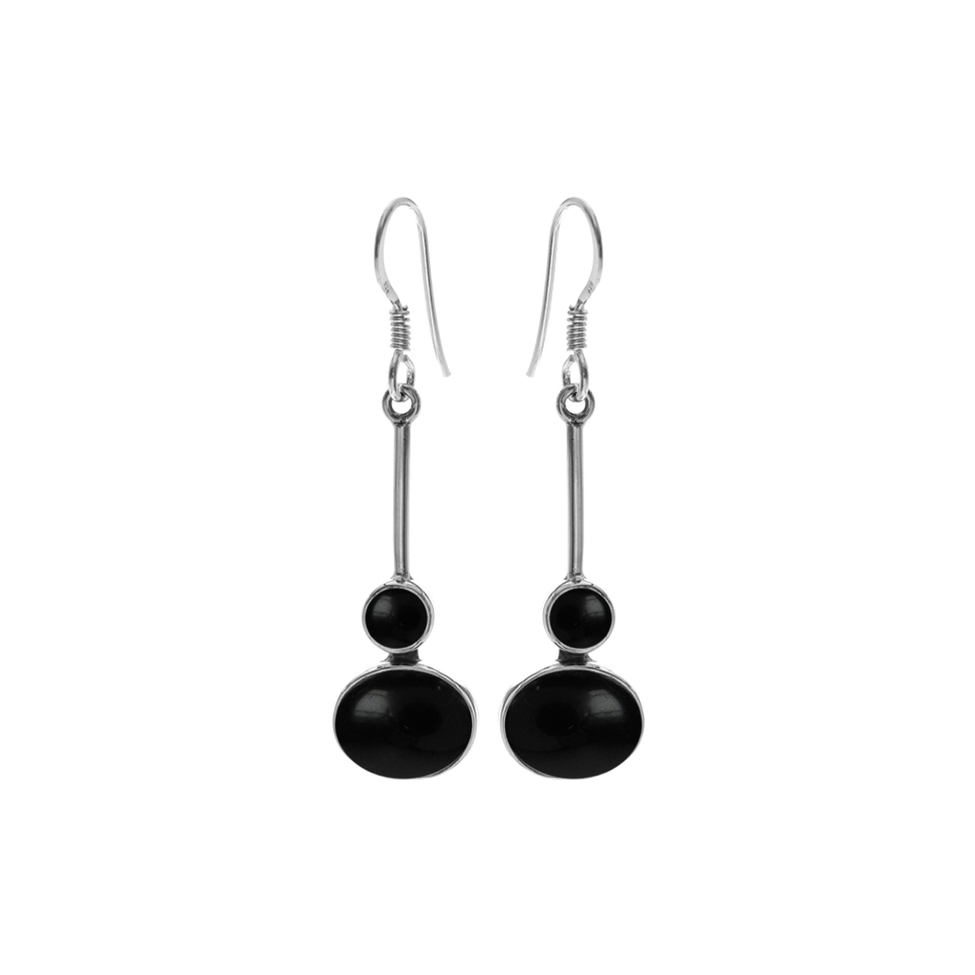 Bridget black onyx bar drop earrings