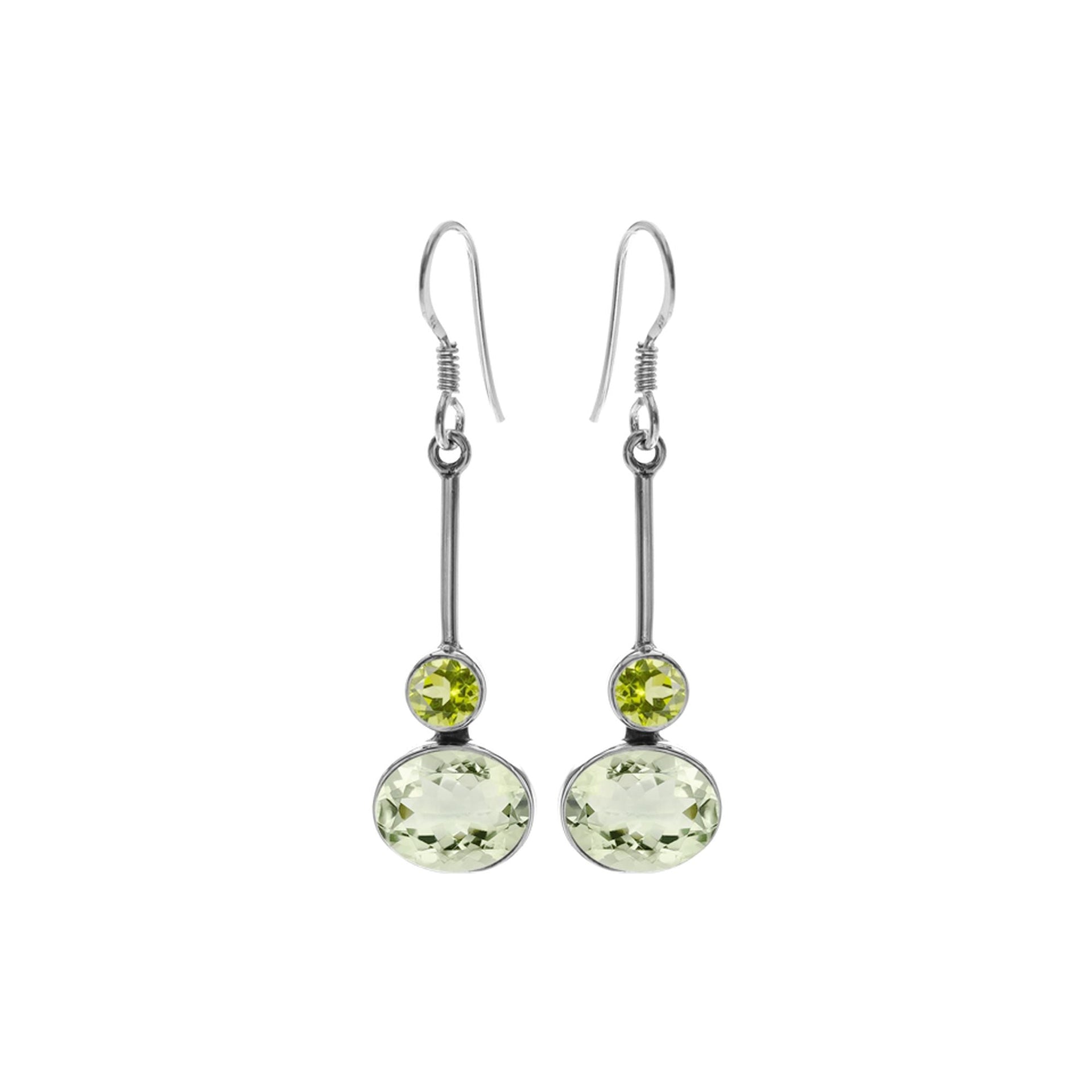 Bridget green amethyst & peridot facet bar drop earrings