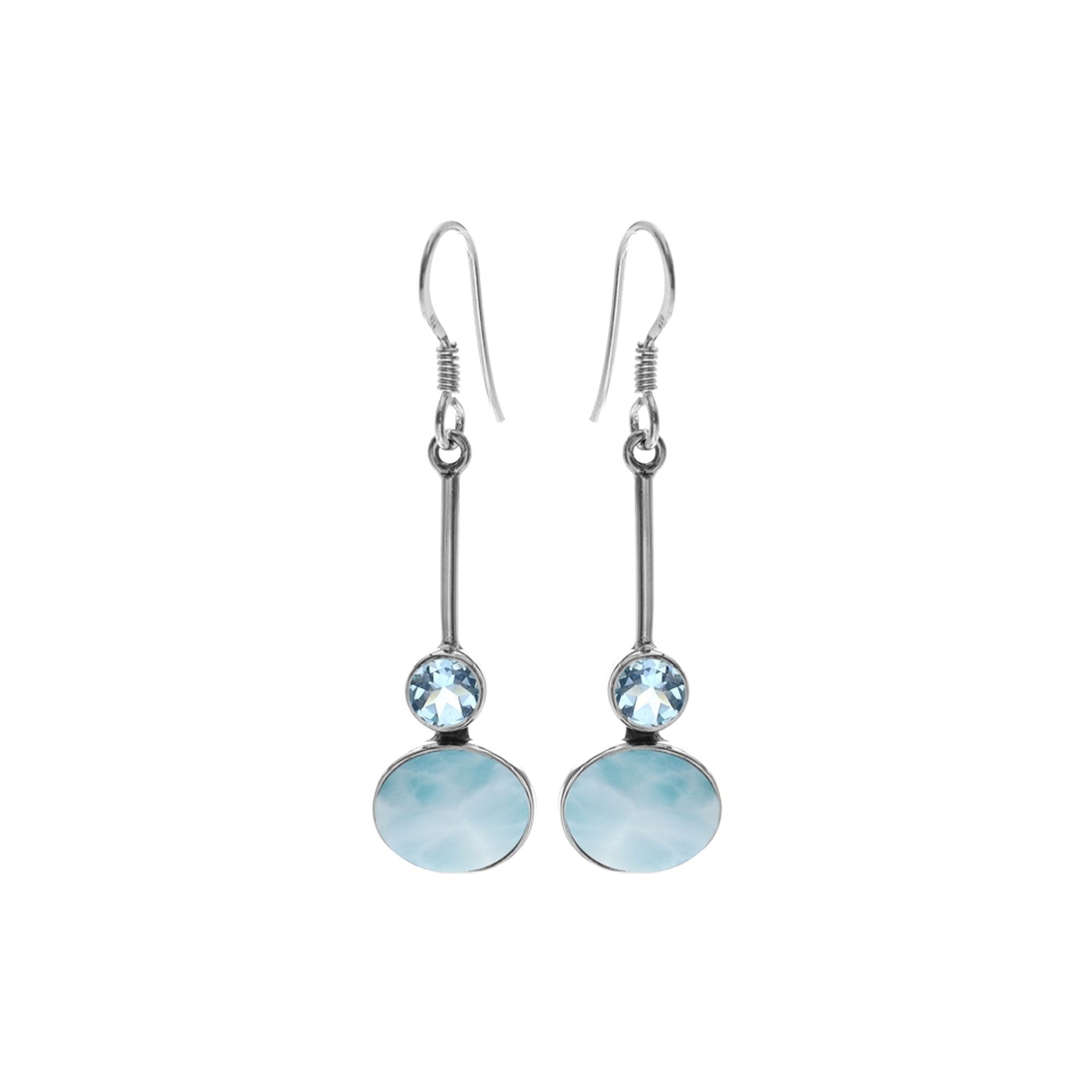 Bridget larimar & blue topaz bar drop earrings