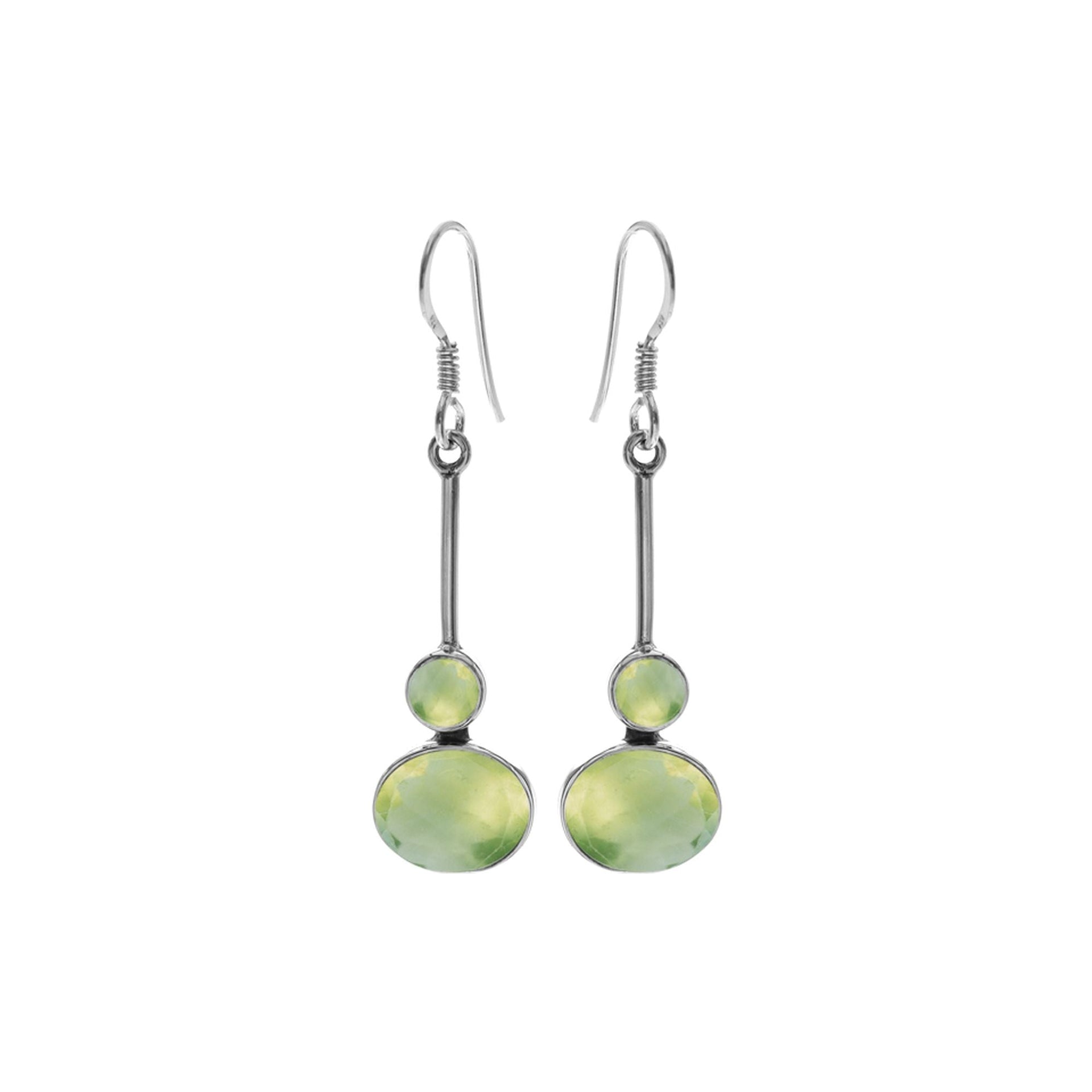 Bridget prehnite bar drop earrings