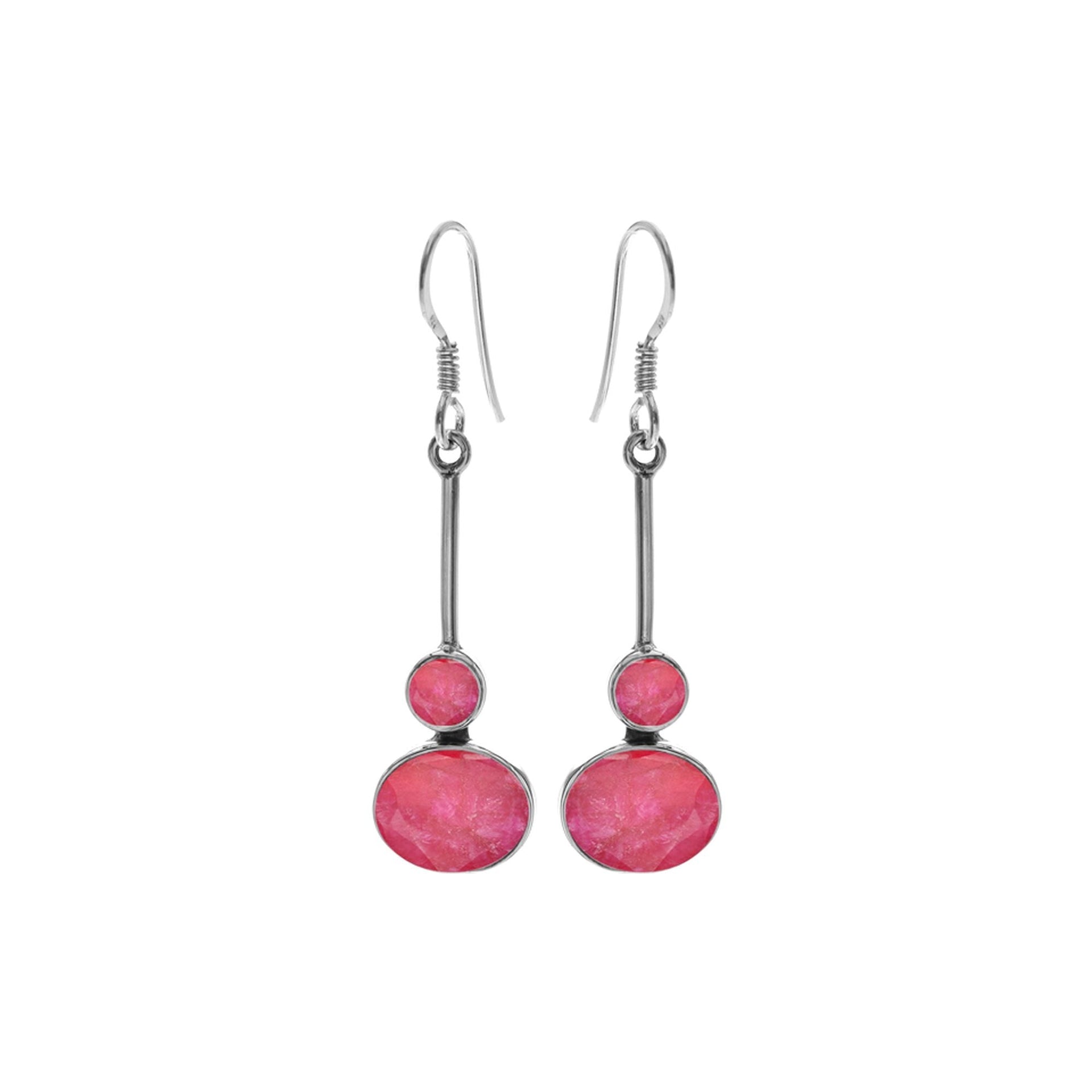 Bridget ruby quartz bar drop earrings