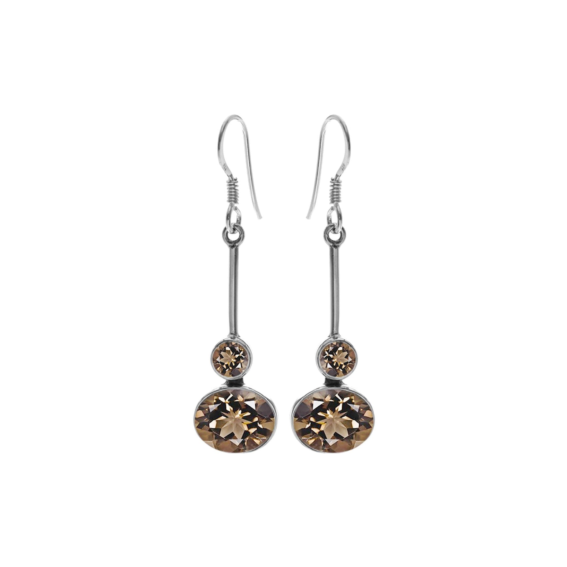 Bridget smokey quartz bar drop earrings