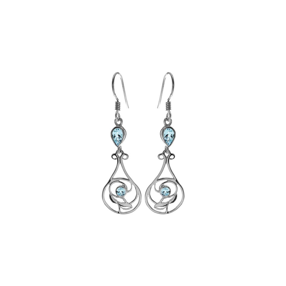 Tilly art nouveau teardrop & round blue topaz earrings