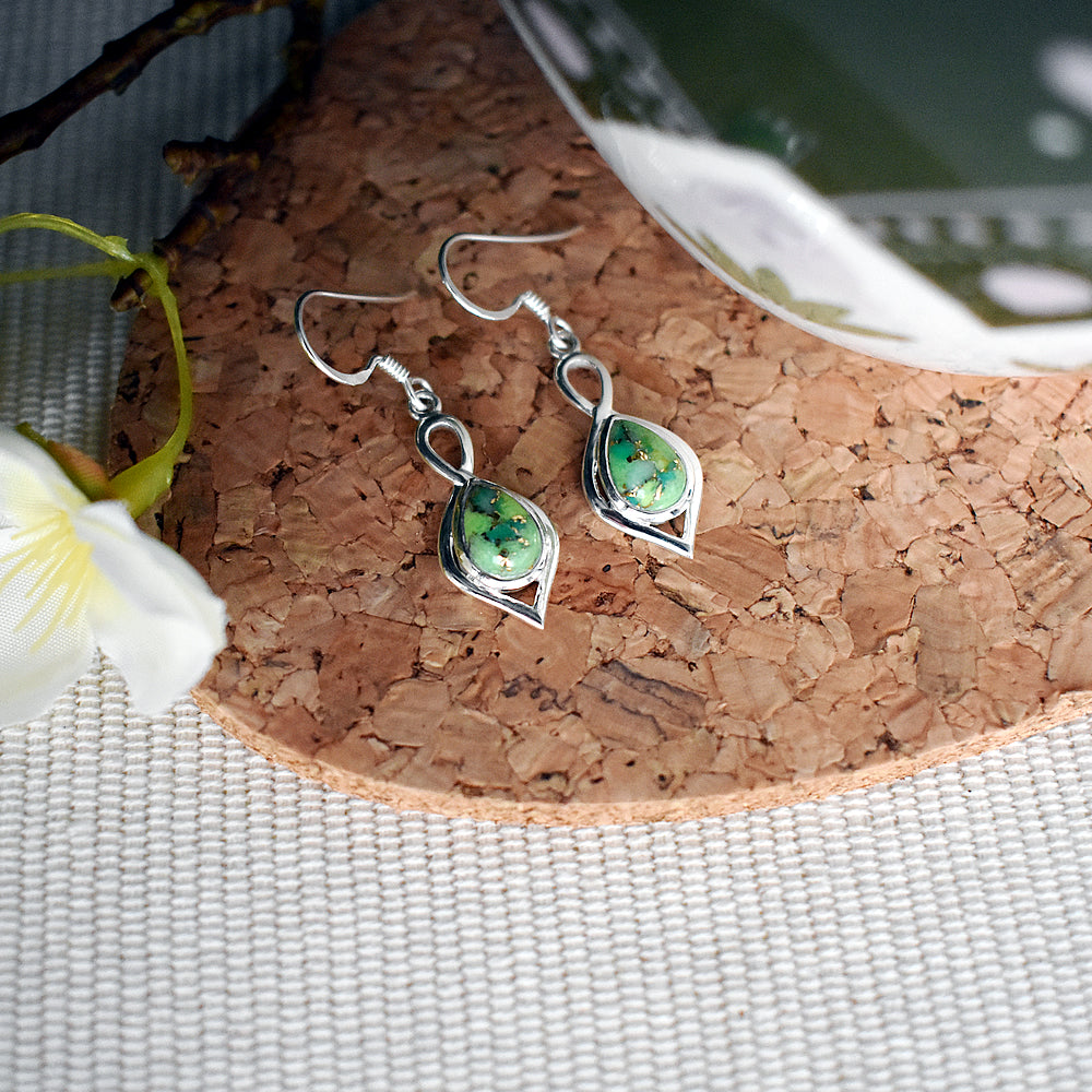 Lola loop & teardrop green mohave turquoise earrings