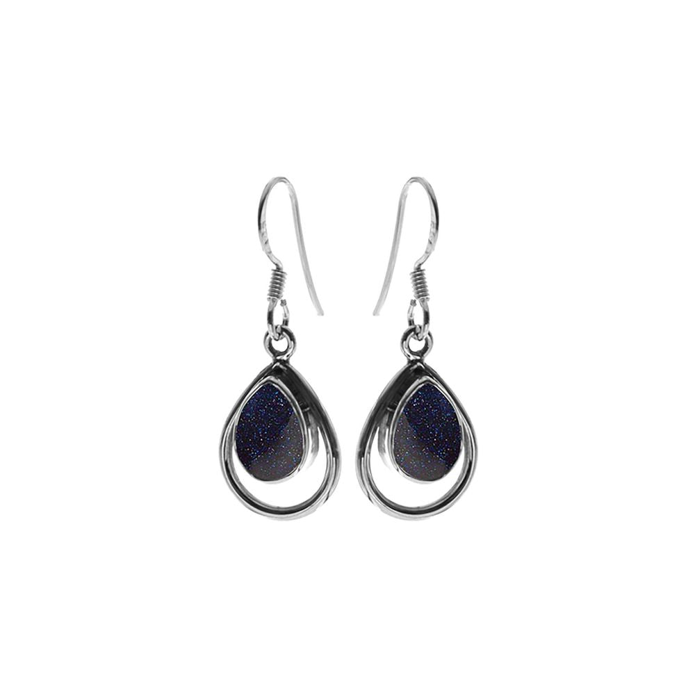 Amy framed blue goldstone teardrop earrings
