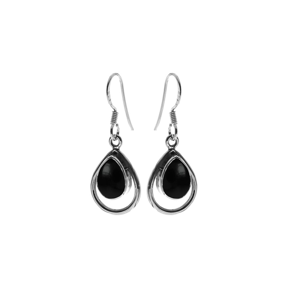 Amy framed black onyx teardrop earrings