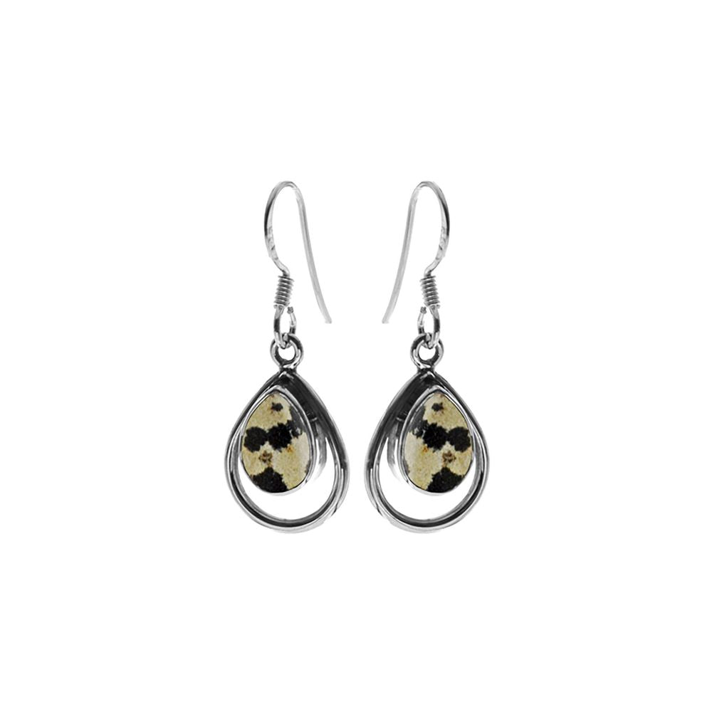 Amy framed dalmatian jasper teardrop earrings