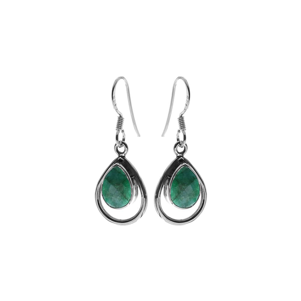 Amy framed emerald quartz teardrop earrings