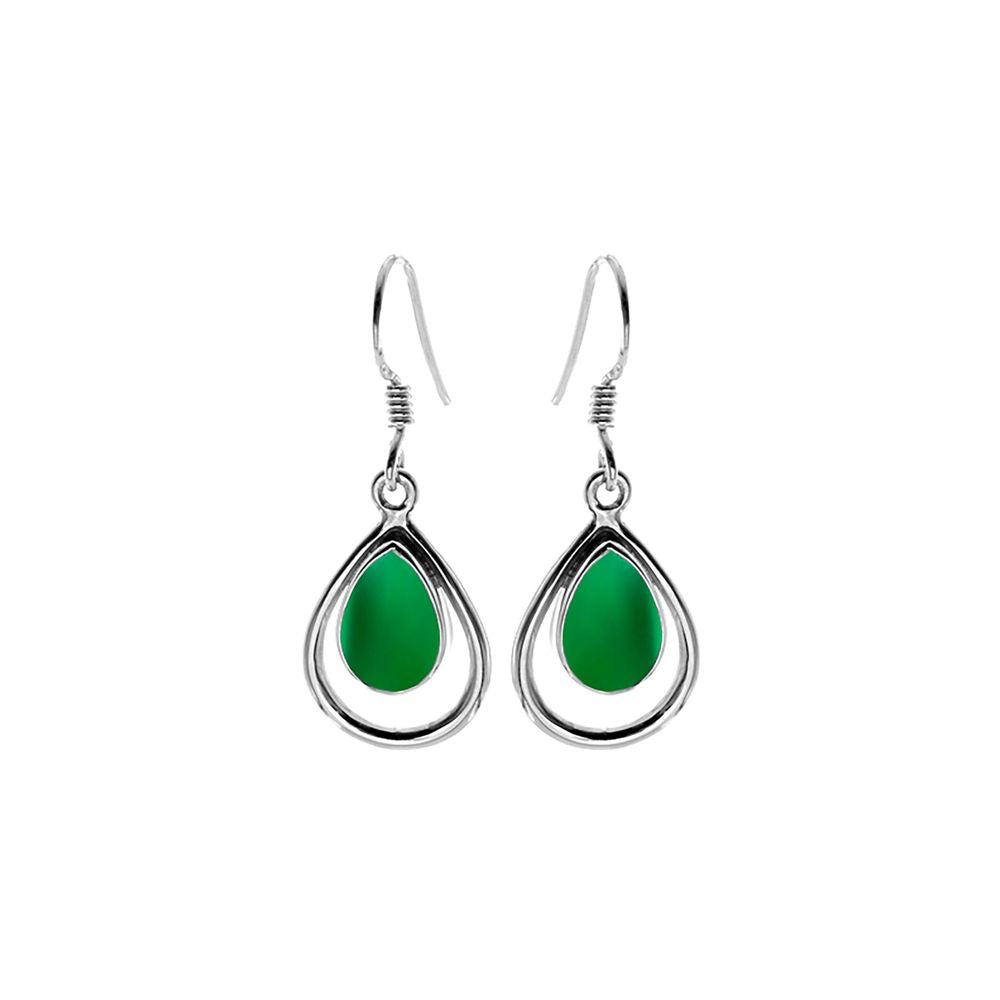 Amy framed green agate teardrop earrings