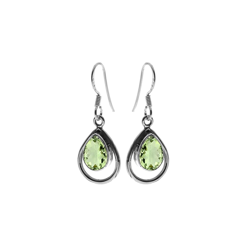 Amy framed green amethyst teardrop earrings
