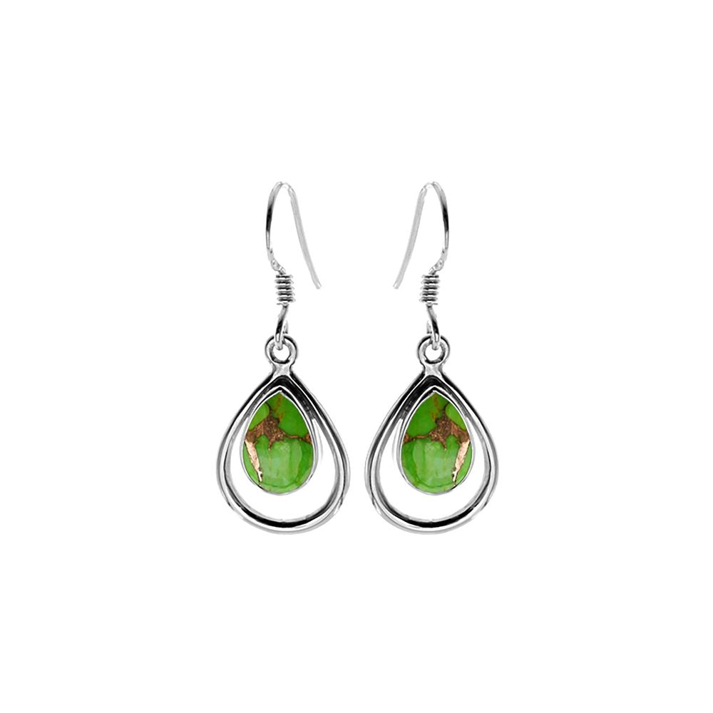 Amy framed green mohave turquoise teardrop earring