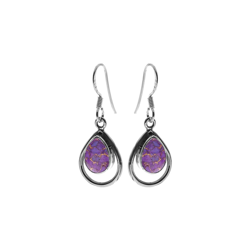 Amy framed purple mohave turquoise teardrop earring