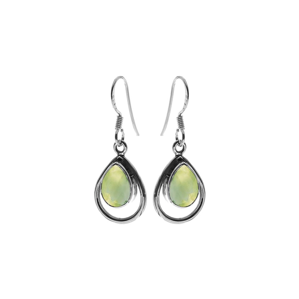 Amy framed prehnite teardrop earrings