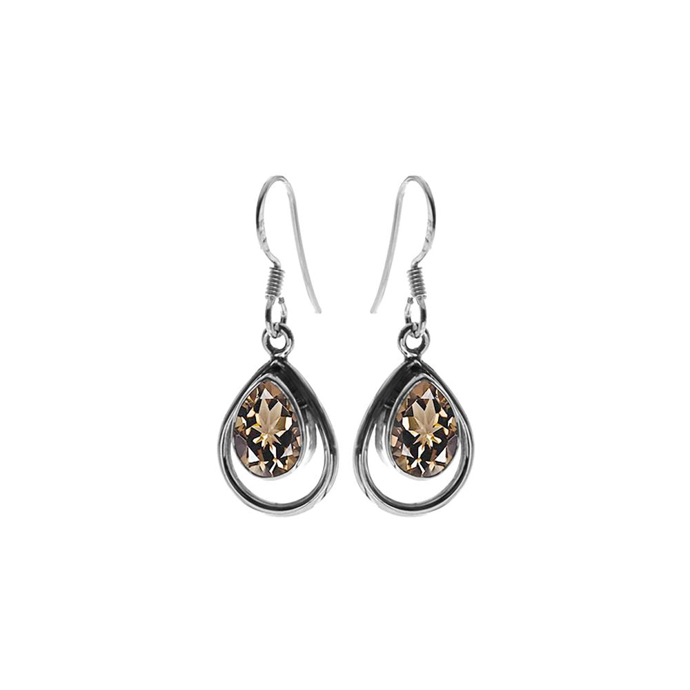 Amy framed smokey quartz teardrop earrings