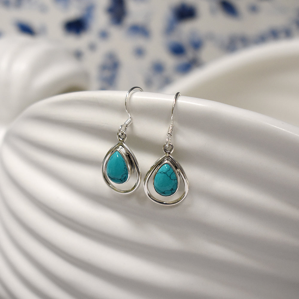 Amy framed turquoise teardrop earrings