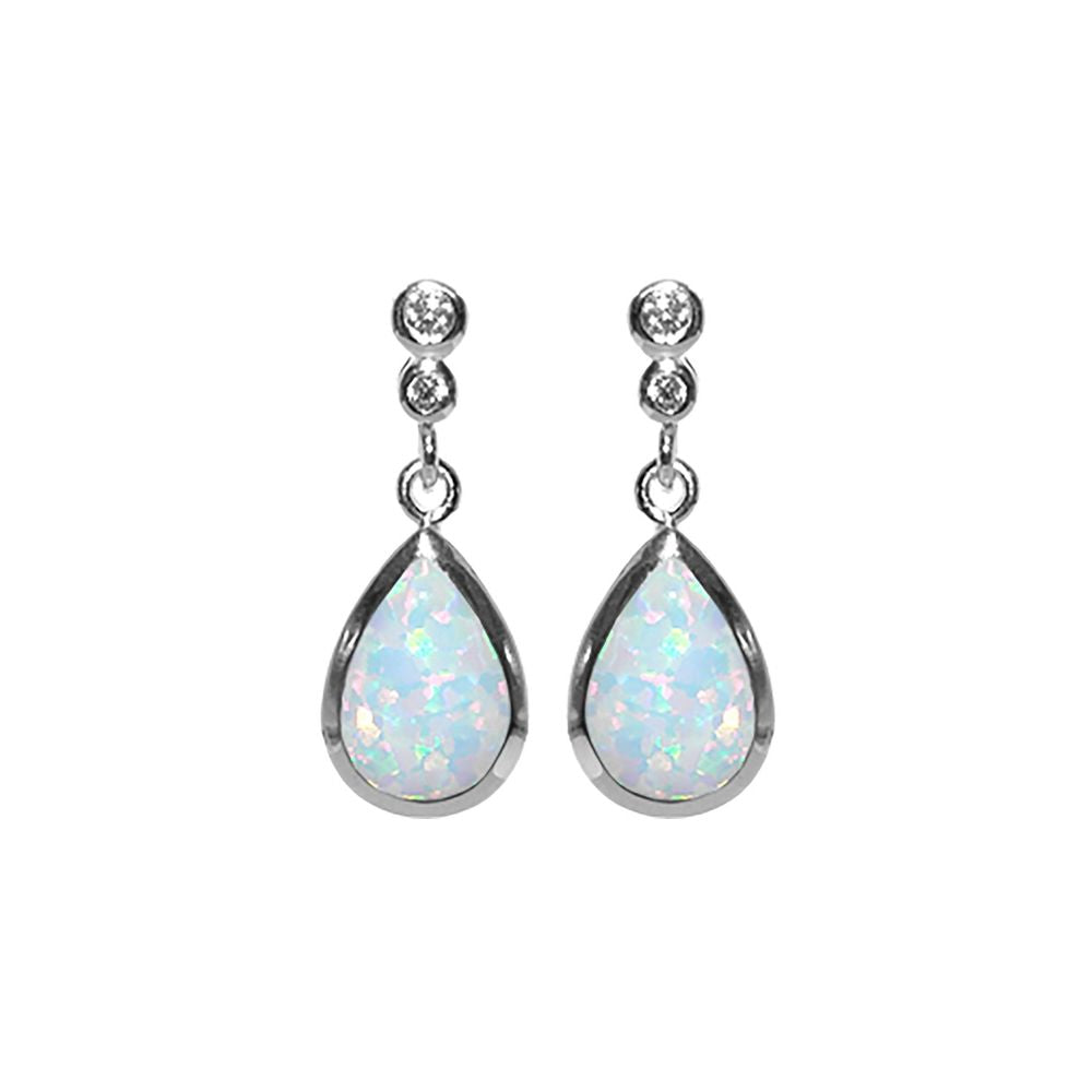 Alexis white opal teardrop stud earrings