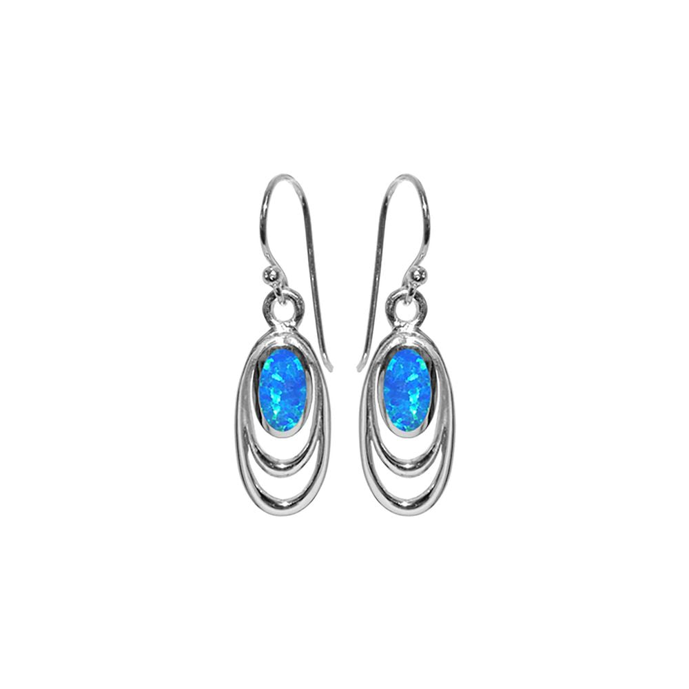 Antoinette double oval blue opalique earrings