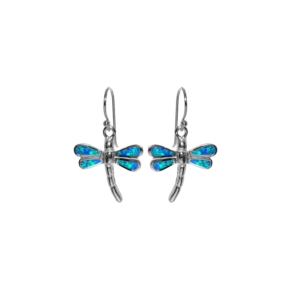 Emerie blue opal dragonfly earrings