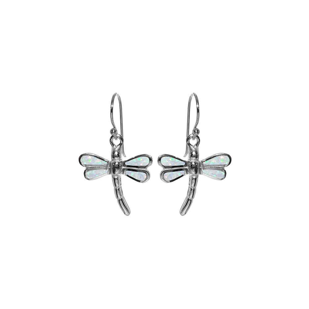 Emerie white opal dragonfly earrings