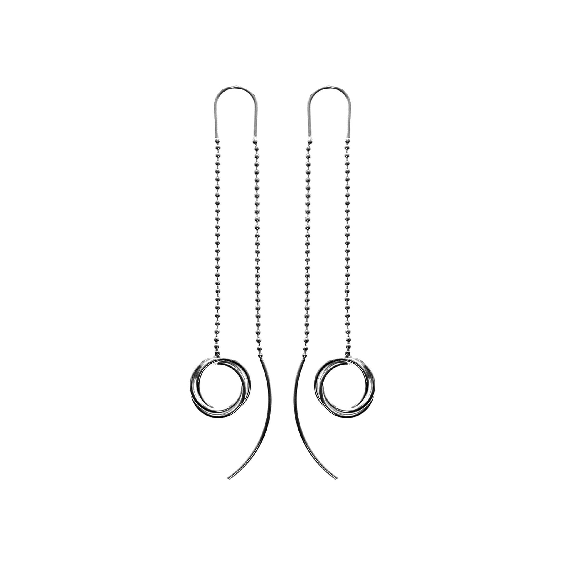 Pull-through ball chain earrings with hoops