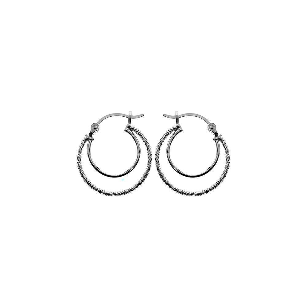 Elisa double plain & textured creole earring