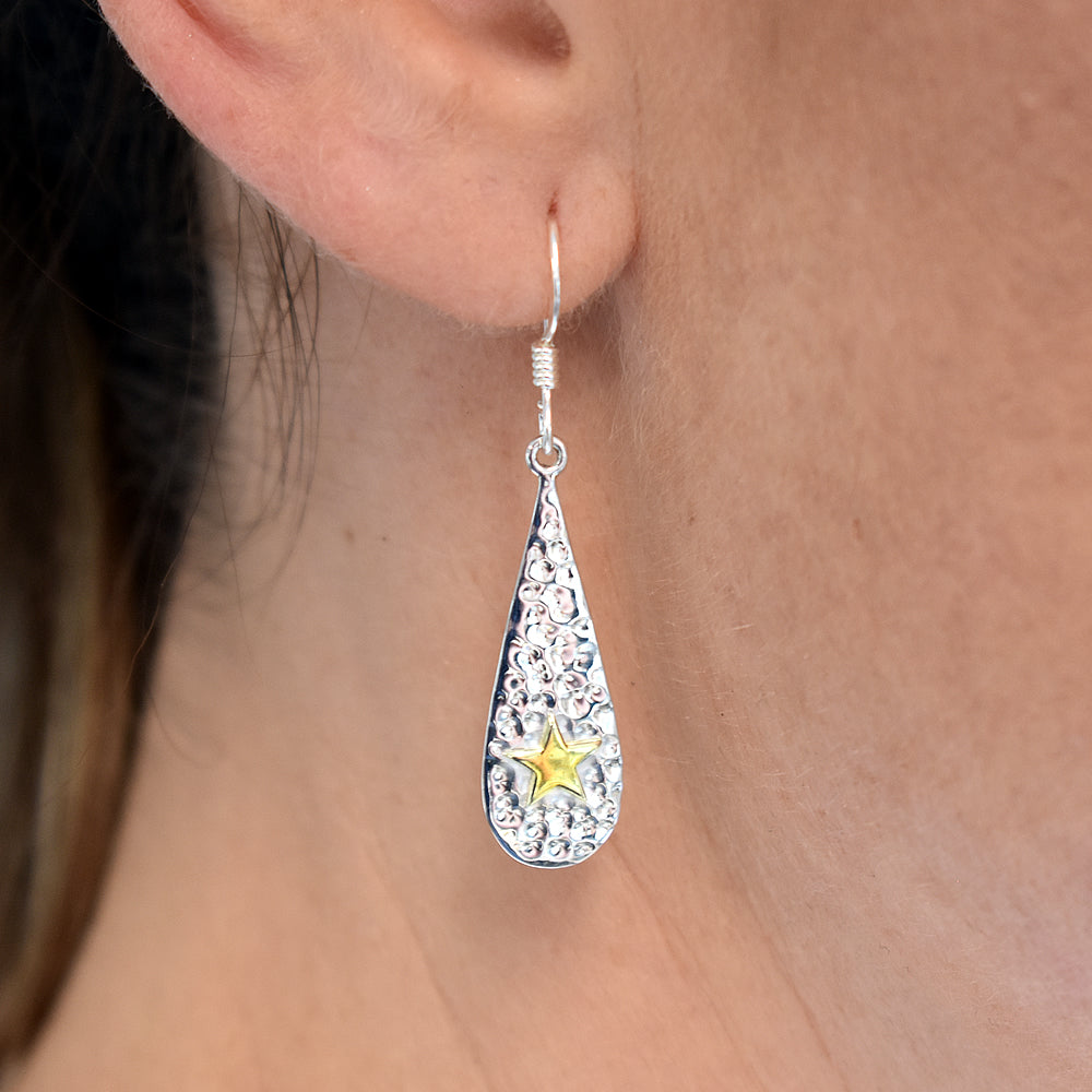 Carla hammer-finished teardrop earrings