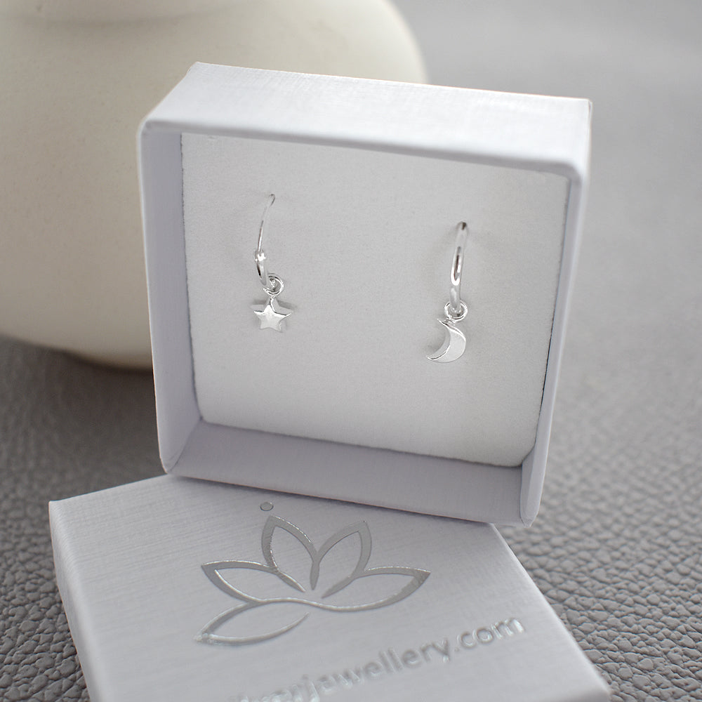 Ginelle hanging moon & star sleeper earrings
