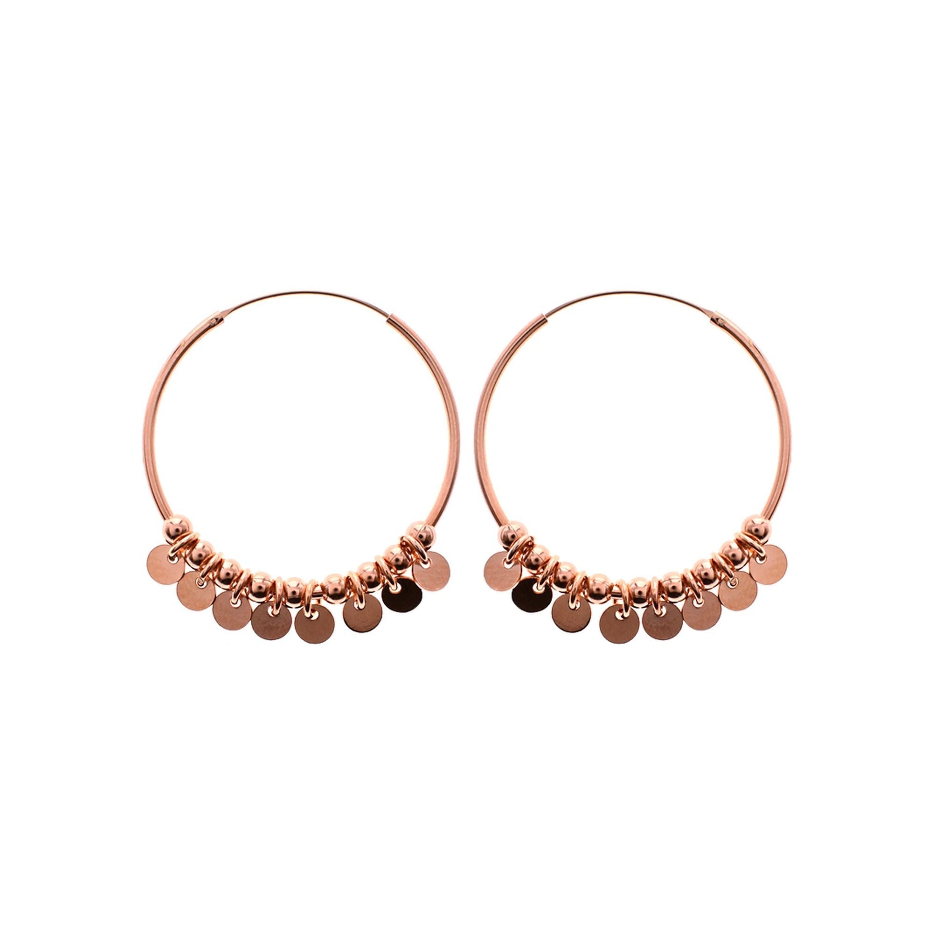 Rose gold plated gypsy boho sleeper hoop earrings