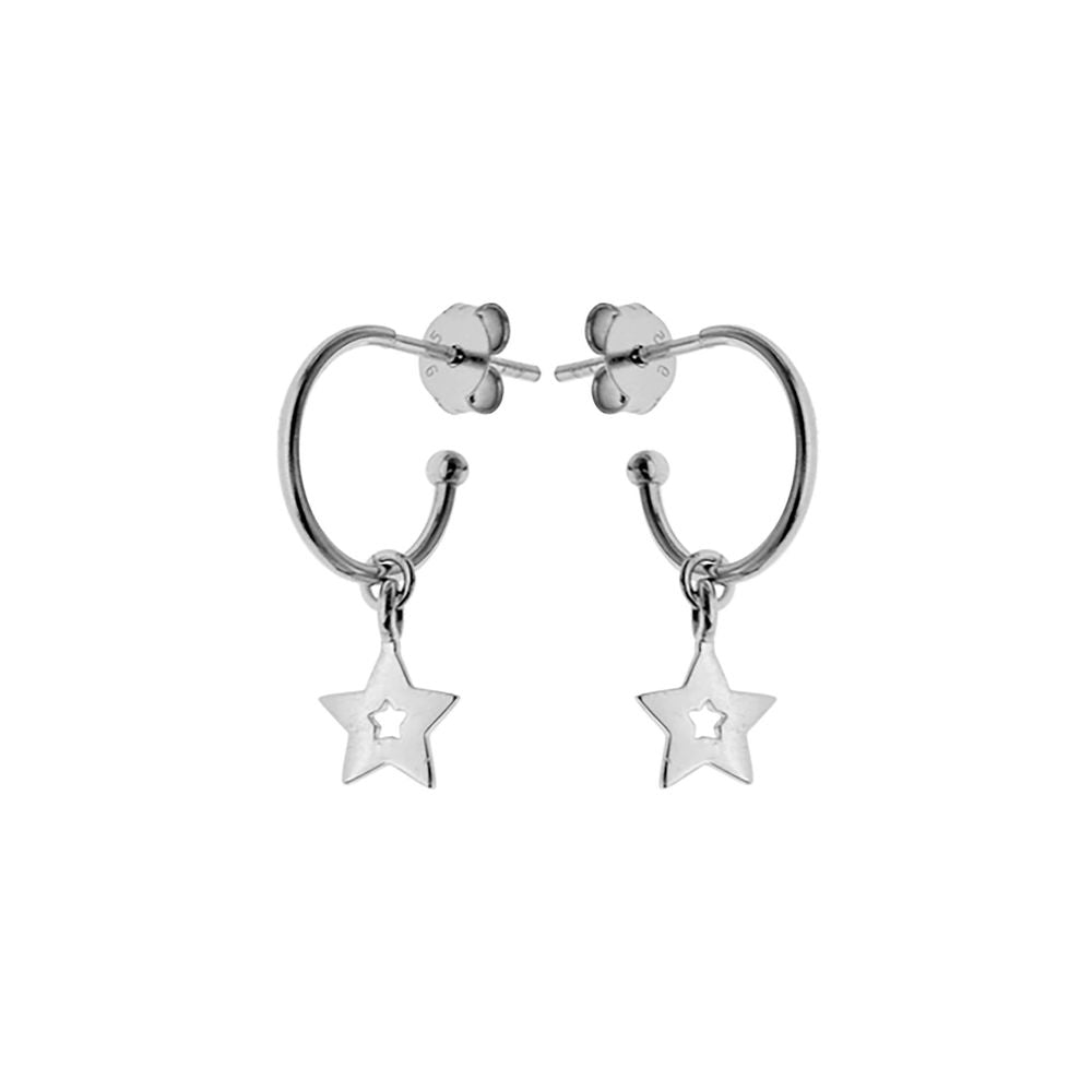 Ginelle half hoop with star charm earrings