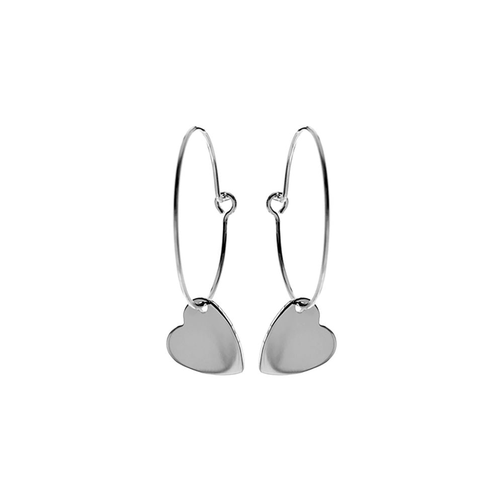 Amora heart charm oval hoops