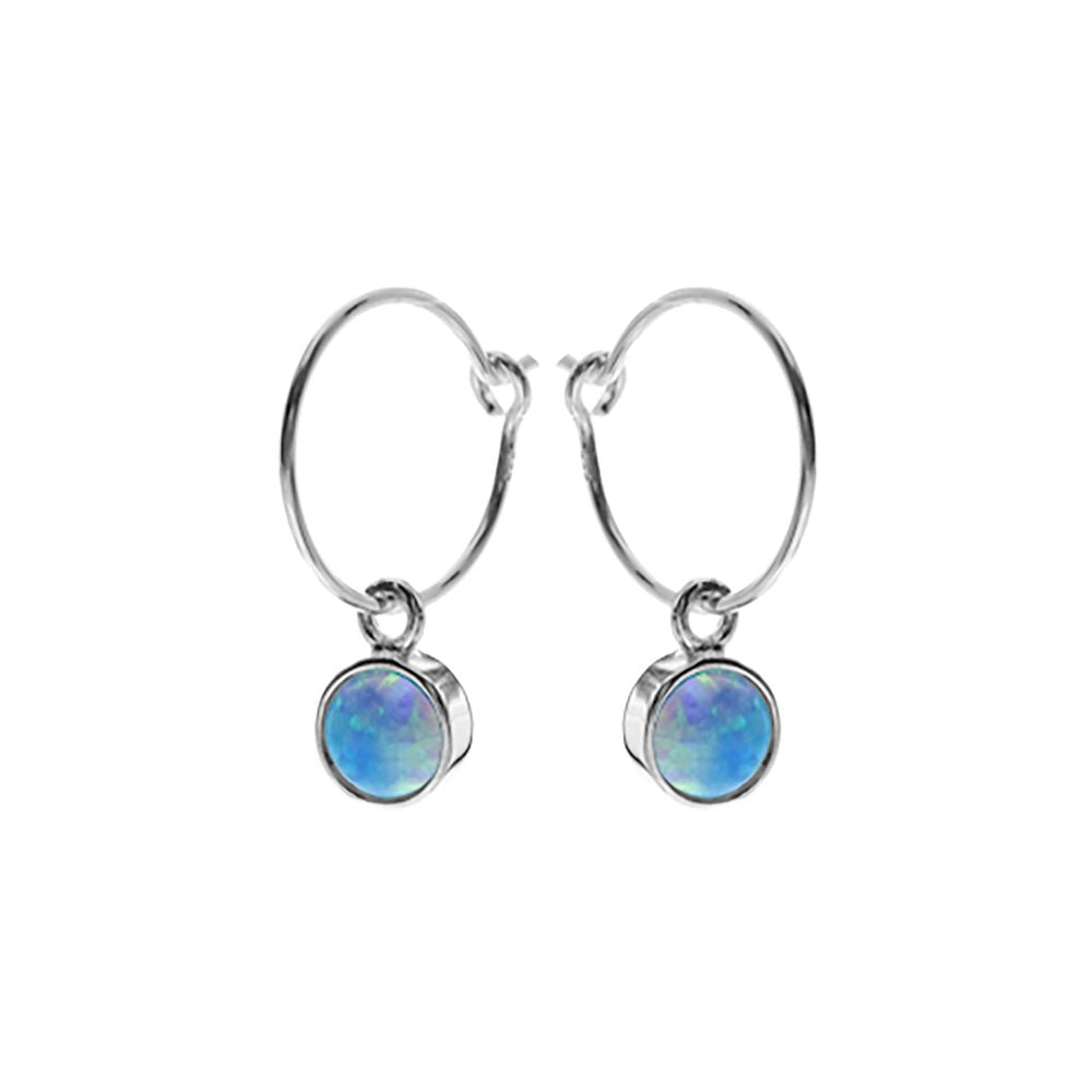 Angelica sleeper hoops with blue opalique drop