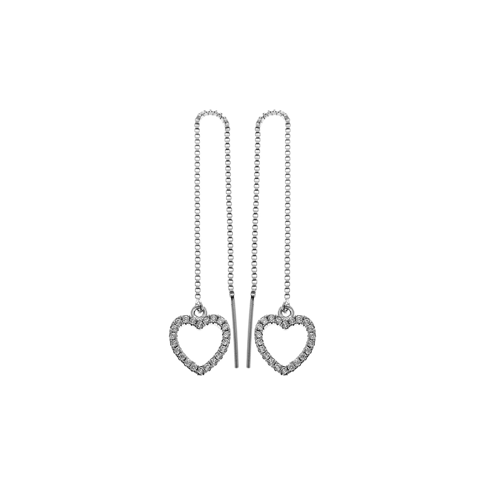 Mariah pull-through earrings with encrusted CZ heart