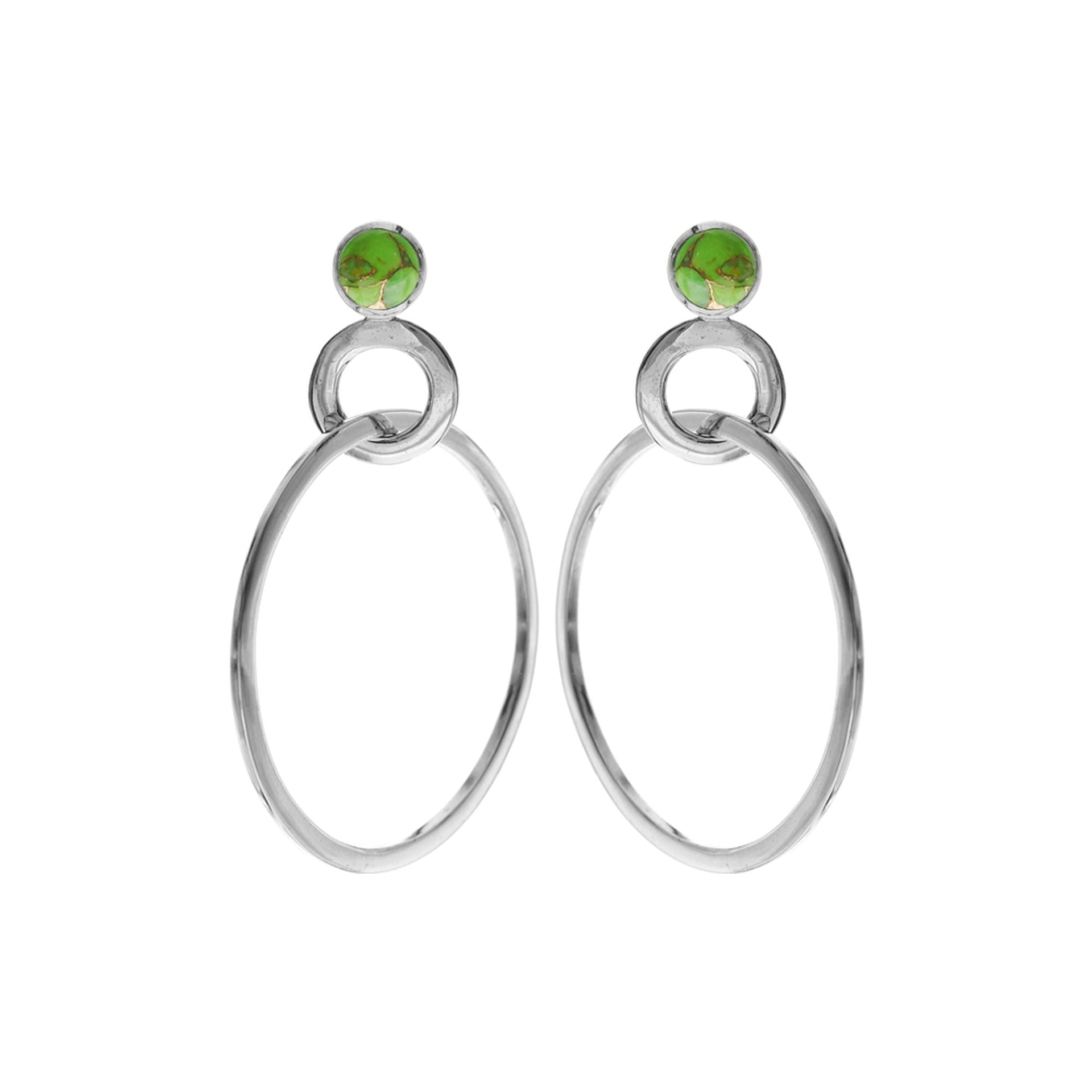 Green mohave turquoise stud with large hoop earrings