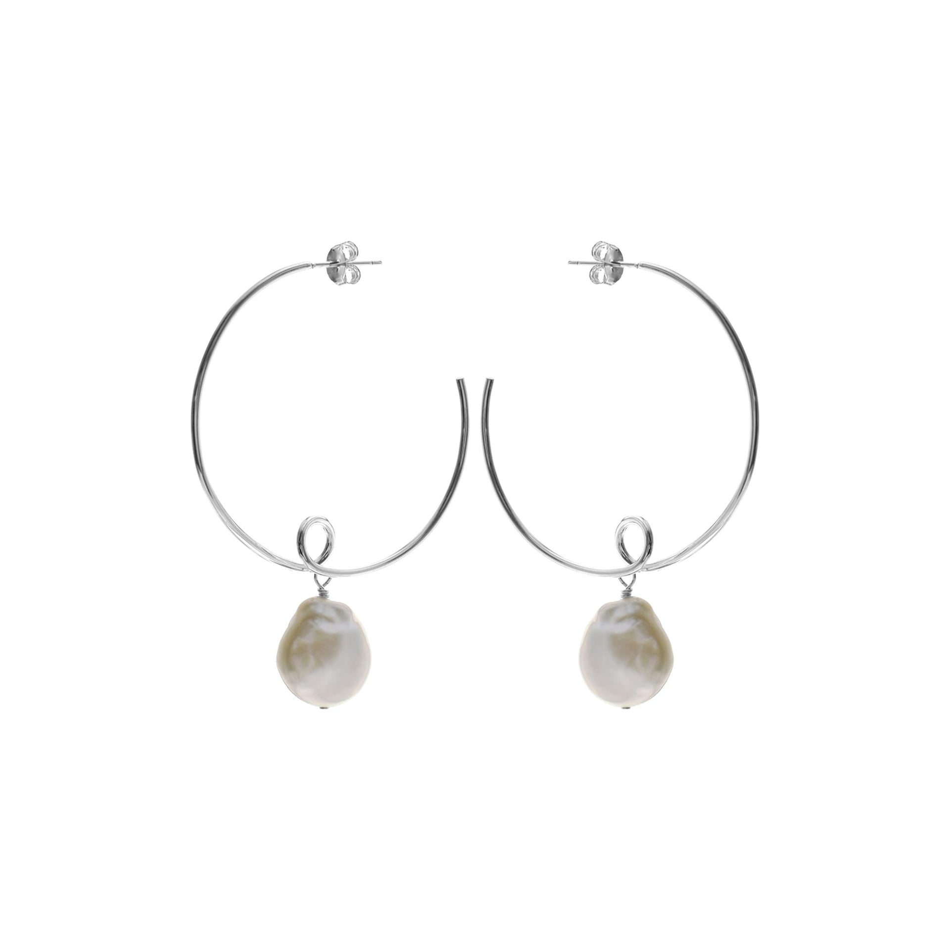 Stud top hoops with coin pearl & twist detail
