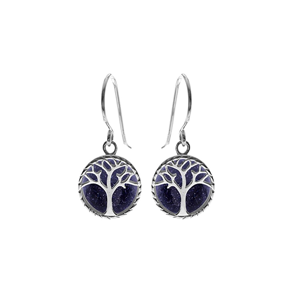 Elsa blue goldstone tree of life earrings