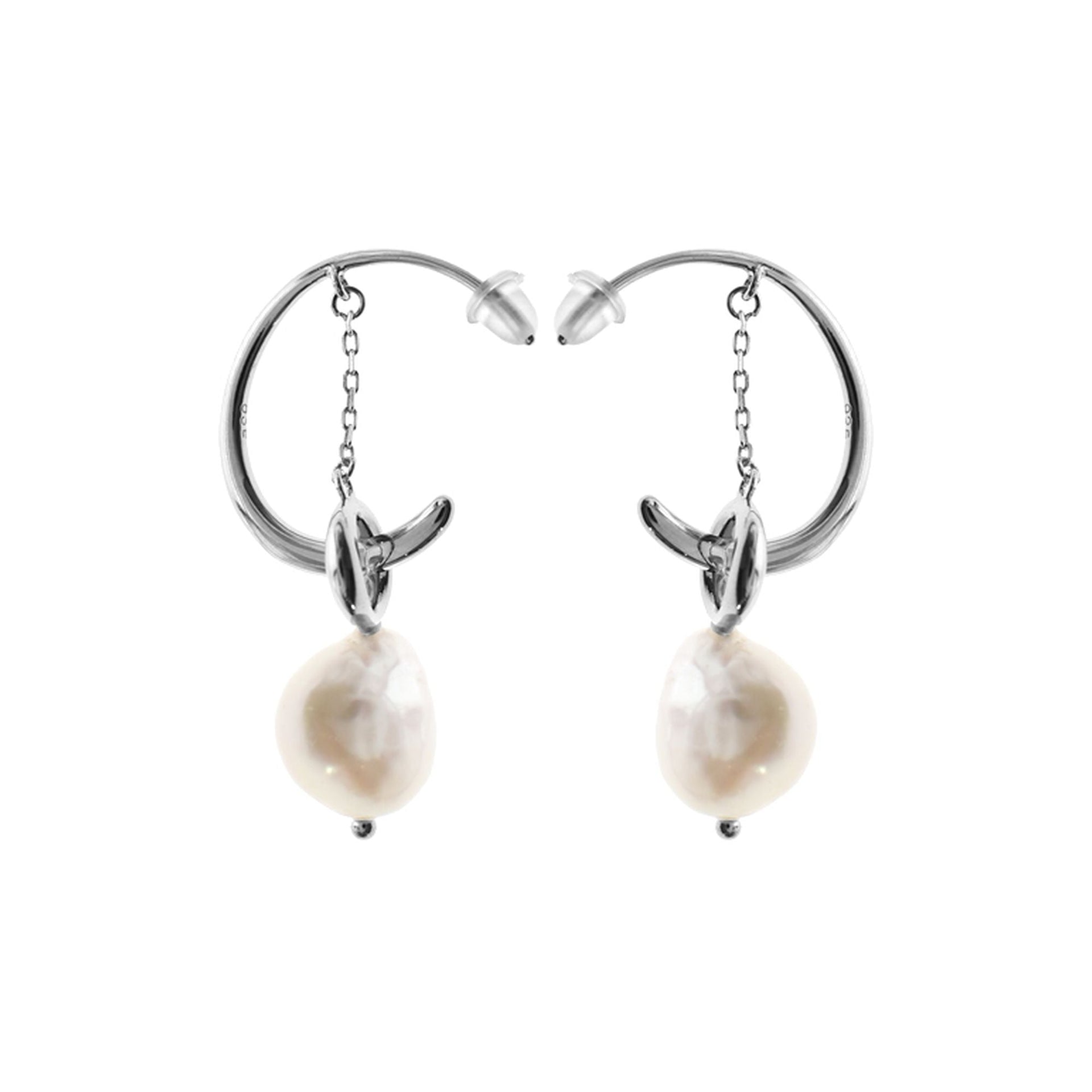 Pendulum style earrings with baroque pearl