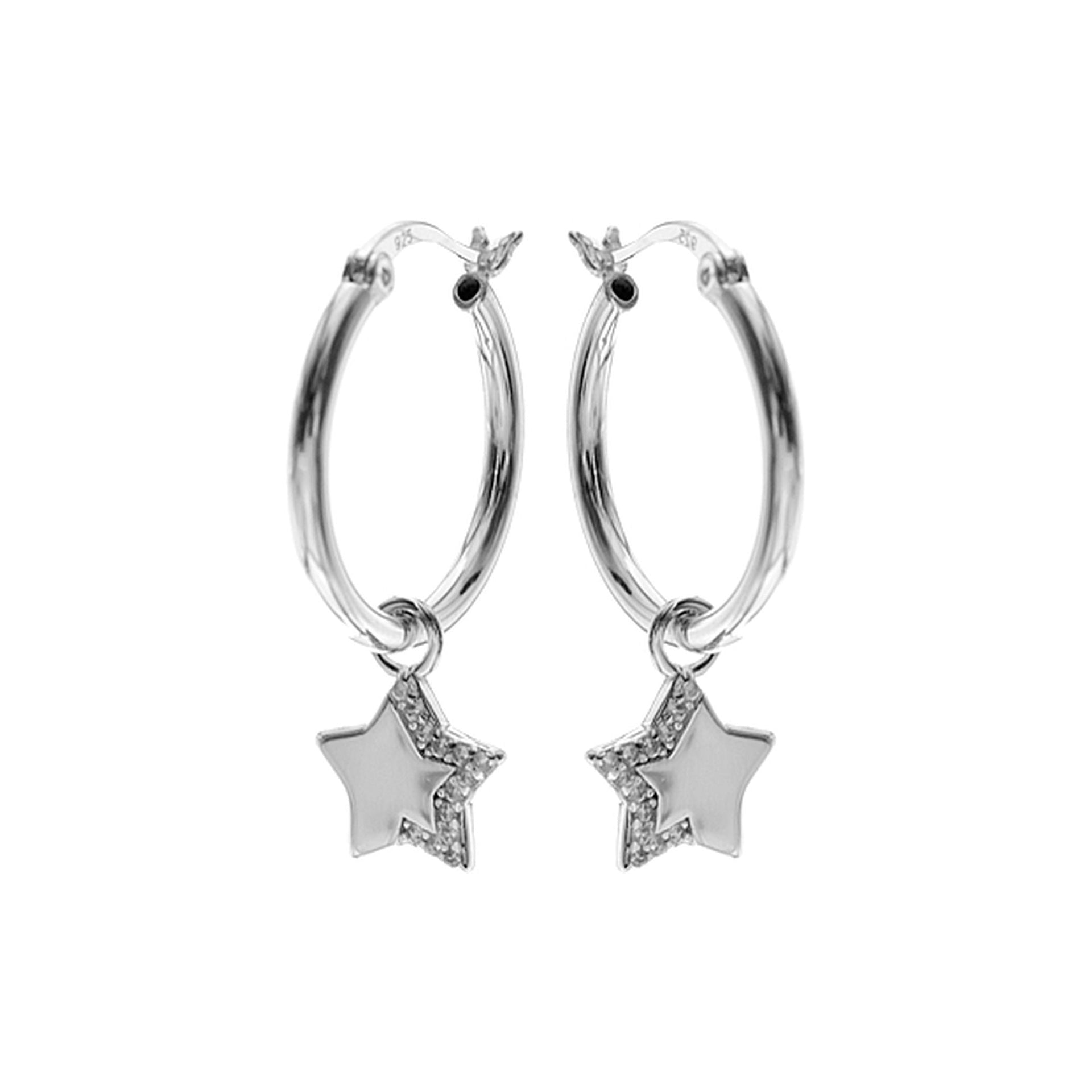 Faith Creole hoops with CZ edged silver star charm