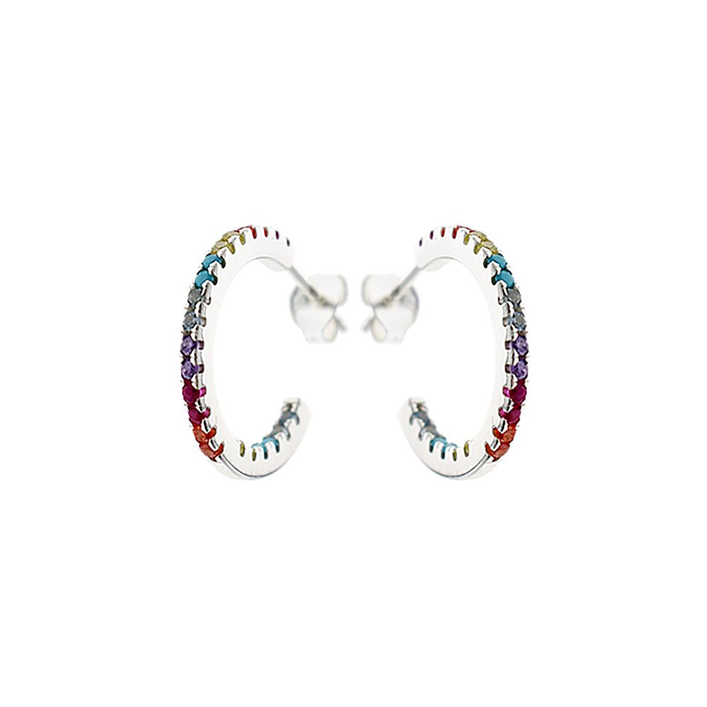 Callista rainbow CZ stud topped hoops