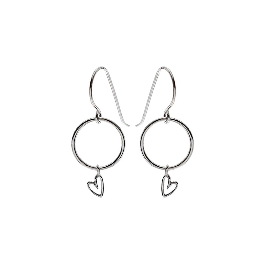 Lily hoop with heart drop earrings